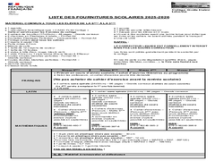 Liste des fournitures 2025-2026